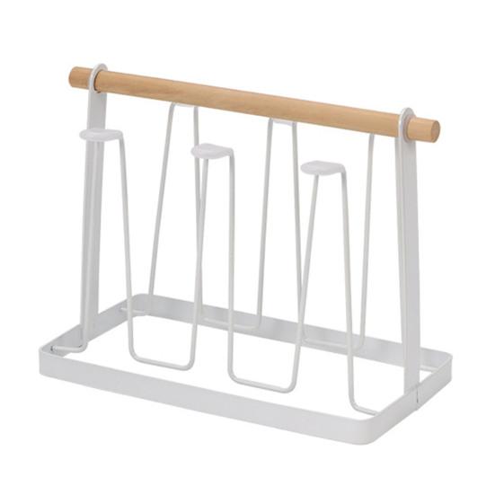 

Iron Cup Drying Rack with Wood Handle & Drip Tray Baby A білий