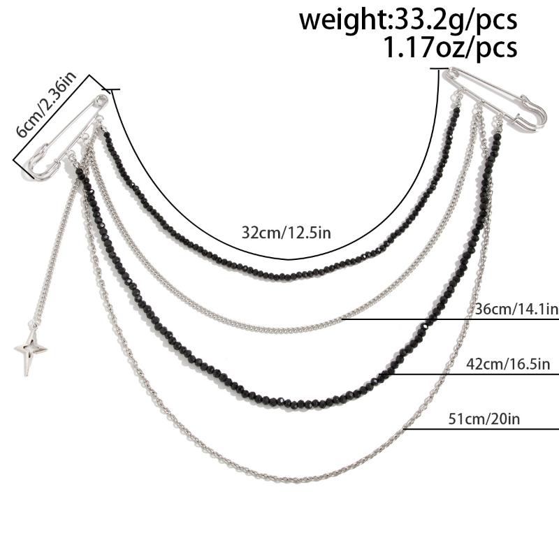 Fashion Metal Star Tassel Brooches Personality Sweet Cool Multi-Layer Tassel Double Pin Brooch Diy Clothes Jewelry Accessories