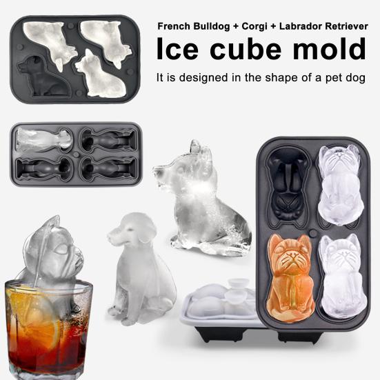 Ice Cube Grid 3D Pet Dog Shape Food-grade Silicone Ice Mold Dishwasher Safe Slow Melting Cocktail Ice Mold