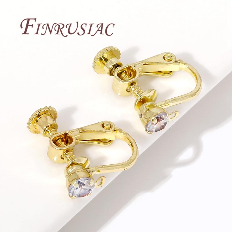 14K/18K Gold Plated Brass Screw Clip Earring Converters,Clip-on Earring Findings Non Pierced Earring Components For DIY Earring