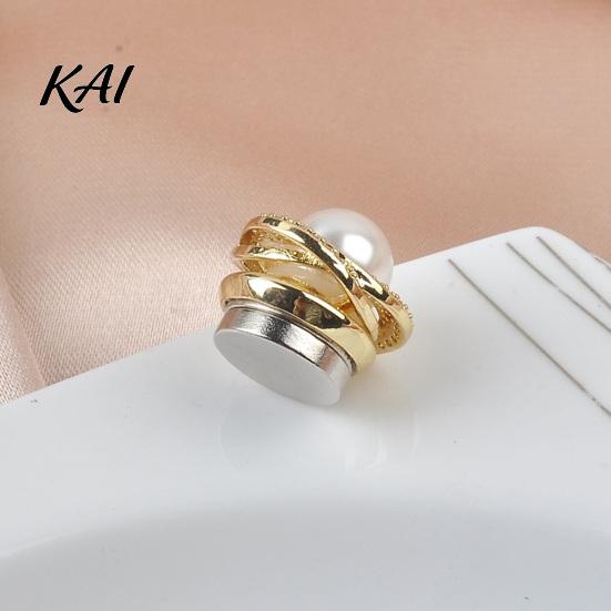Multipurpose Magnetic Button Faux Pearl Pin, No Sew Safety Decorative Clothing Pins for Scarf Shirts Sweater, Reusable Brooch Anti Exposure Buttons
