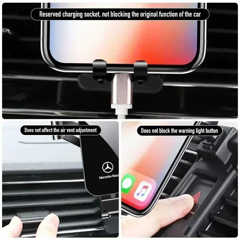 Car Vent GPS Holder Gravity Sensing Auto Grip Phone Holders For Mercedes Benz AMG GLC GLK GLE W204 W206 W221 W205 W213 W212 W253 QG1