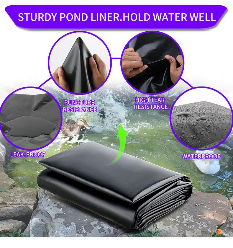 Waterproof HDPE Fish Pond Liner, 0.5mm Black Foldable Liner for Fish Farming.