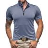 Men's New Outdoor Sports Short Sleeve Zipper Shirt American Standing Collar High Spring Quick Dry Short Sleeve T-shirt