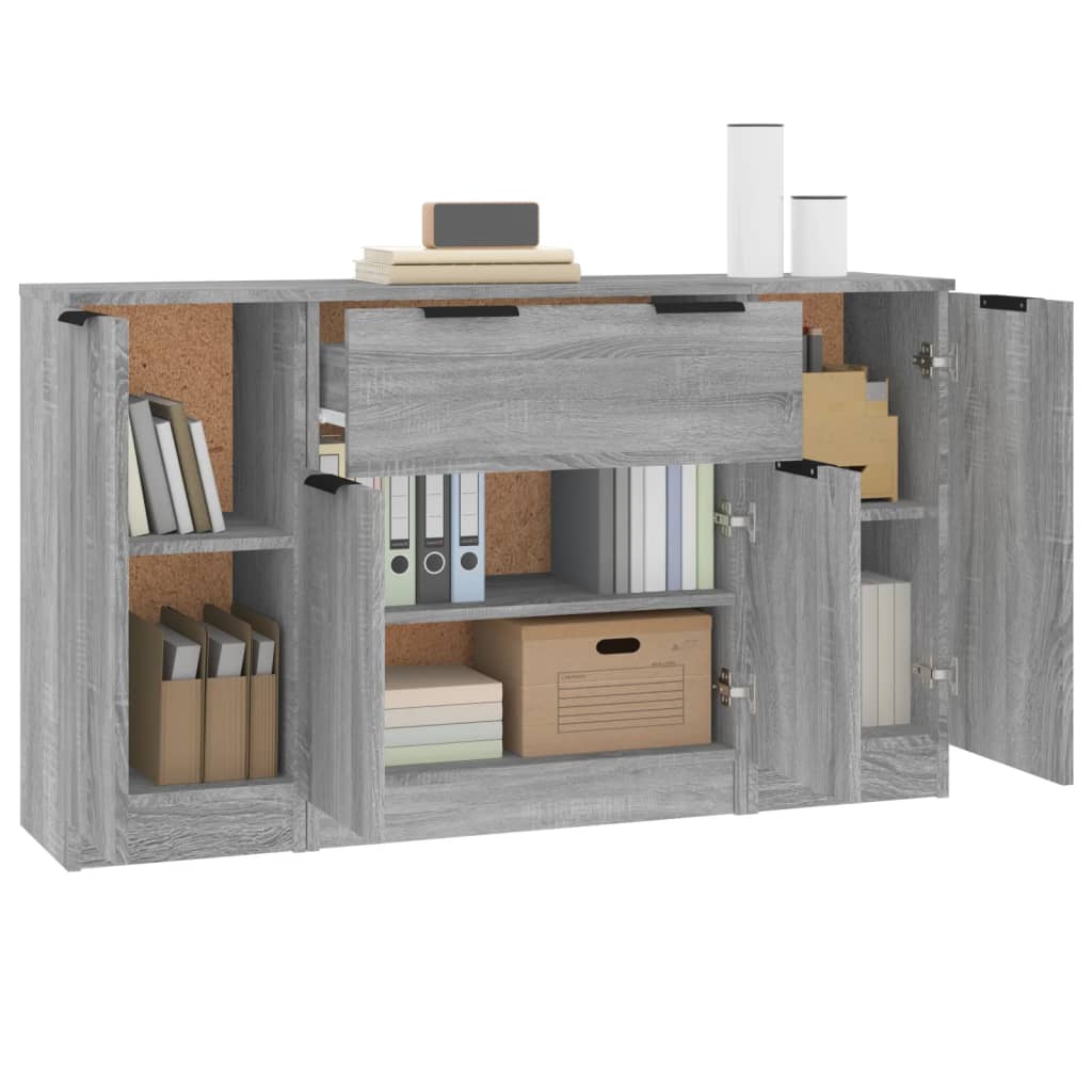 Sideboards 3 pcs Grey Sonoma Particleboard