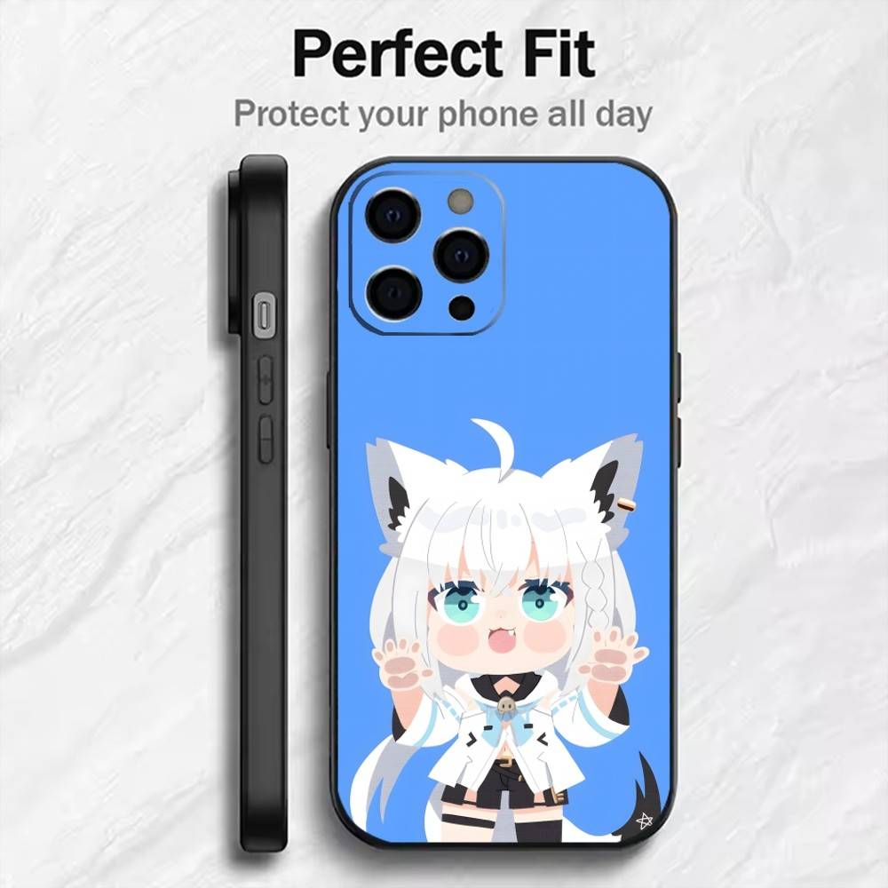 

HOLO Shirakami Fubuki Phone Case For iPhone17,16,15,14,13,12 Plus,Max Soft Silicone Black Cover iPhone16plus