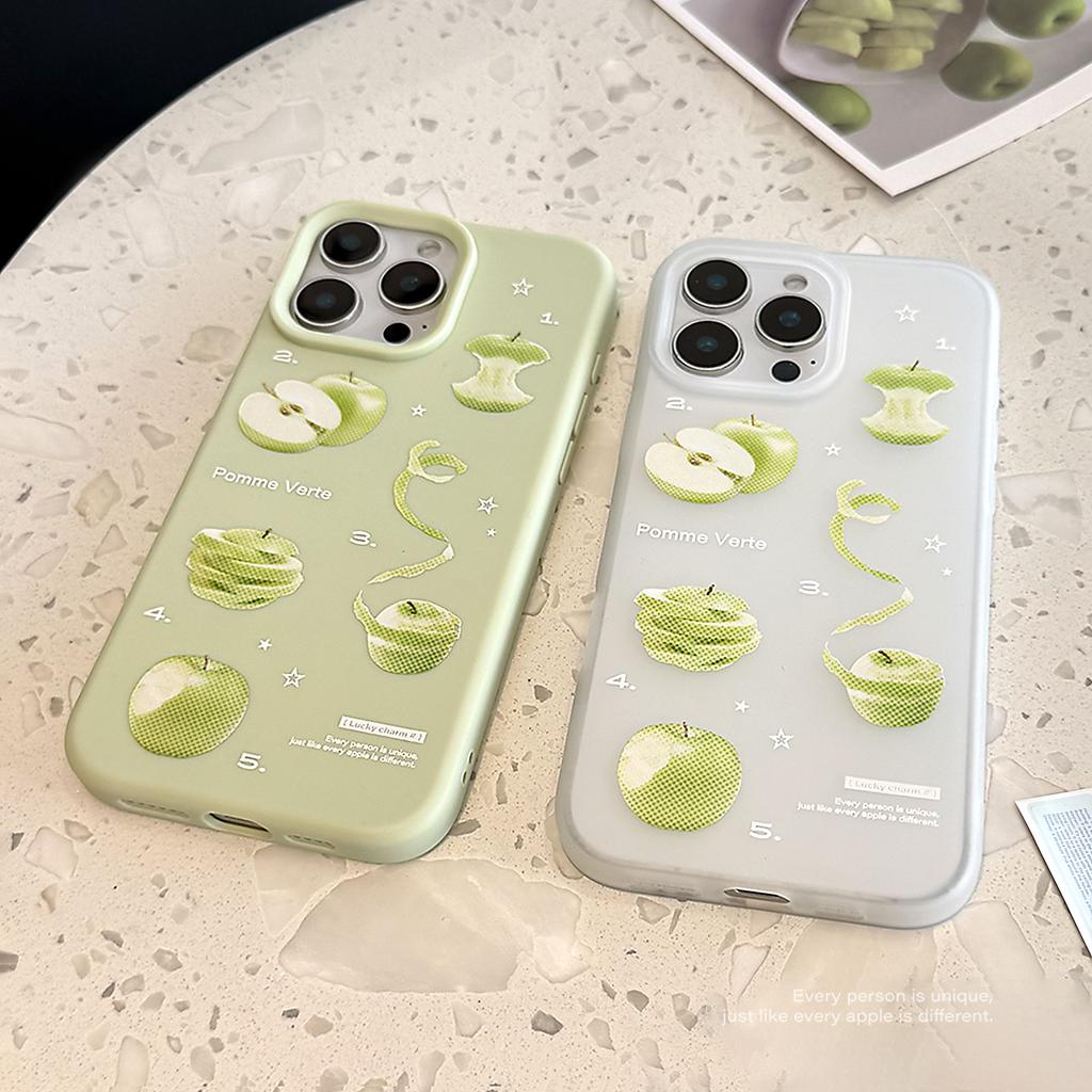 Green Apple Iphone16 Mobile Phone Case 17promax Is Suitable for 14 Niche 13 Silicone Anti-drop 11 Soft Cover, Small and Fresh.