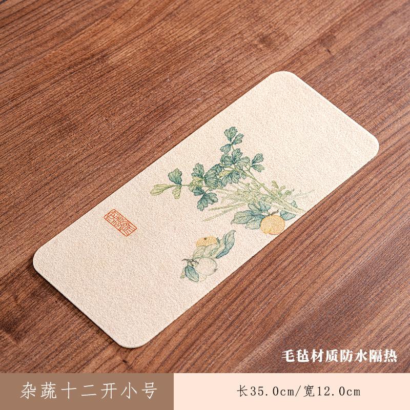 

Miscellaneous Vegetables Twelve Openings Rectangle Tea Table Mats Zen Drink Coaster Dinner Table Cloth Mat Chinese Tea Set Craft