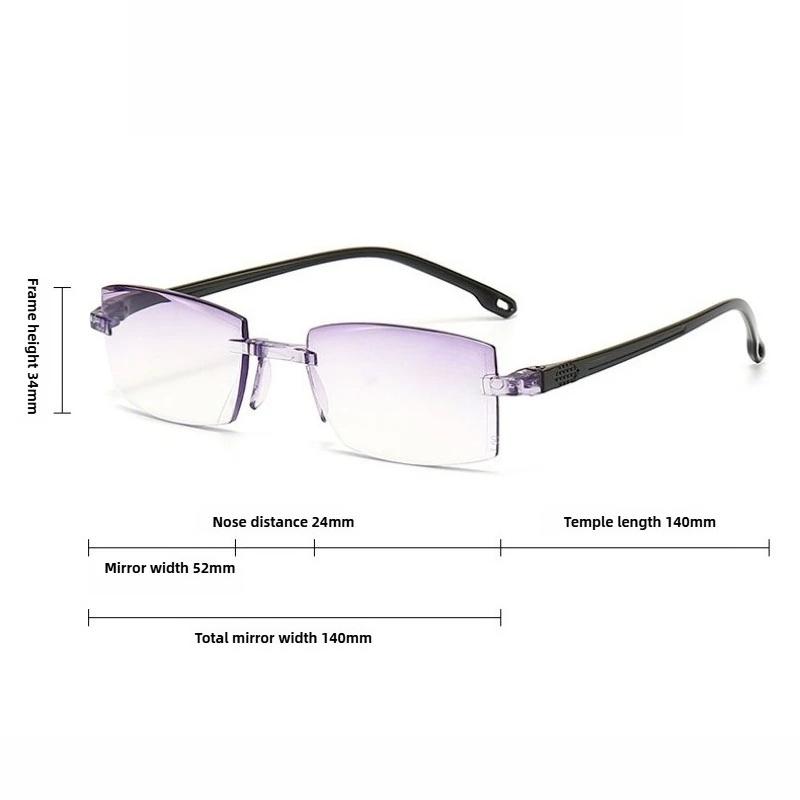 3PCS Frameless Edge Cutting Bifocal Reading Glasses Fashion Ultralight HD Anti Blue Light Presbyopia Glasses for Men and Women