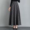 New Woolen Plaid Skirt for Women Mid-length Autumn and Winter Slimming High-waisted A-line Skirt Casual Long Skirt