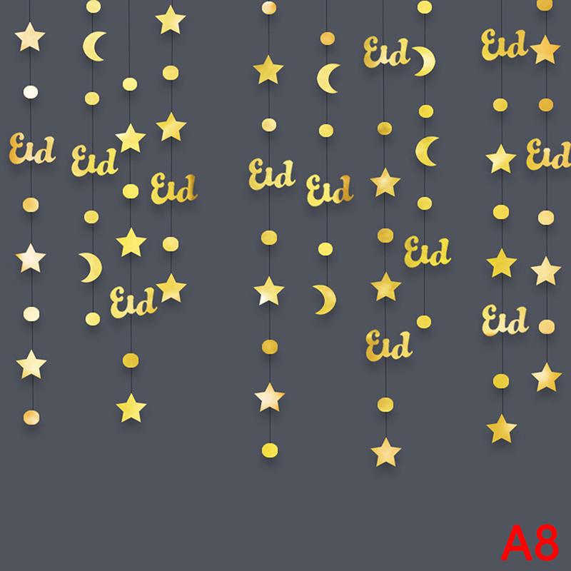 Diy Home Decor Eid Mubarak Banners Ornaments Ramadan Kareem Hang Garland Islam Muslim Hanging Streamer Pull Flag