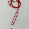 TO.STONE Mellow Heart Necklace, Glossy Silver (Red String)
