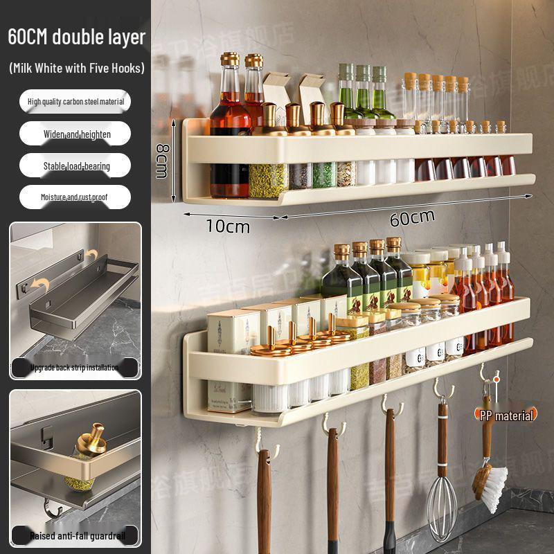 Portaspezie da Parete Color Antracite - Scaffali da Cucina Senza Foratura
