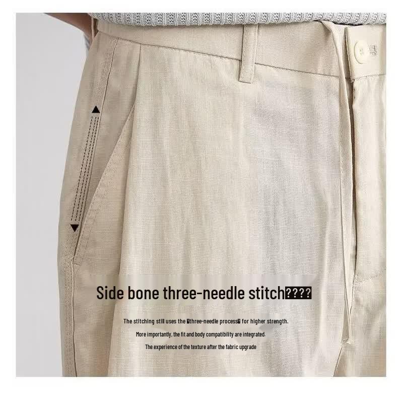Kangbo Men's Linen Lyocell Loose Straight Casual Pants
