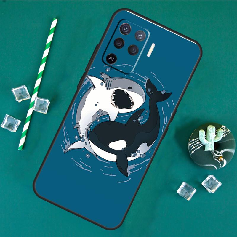 Shark and Killer Whale Phone Case For Oppo A18 A38 A58 A78 A98 A40 A60 A80 A91 A15 A17 A74 A94 A54 A57S A16 A76 A96