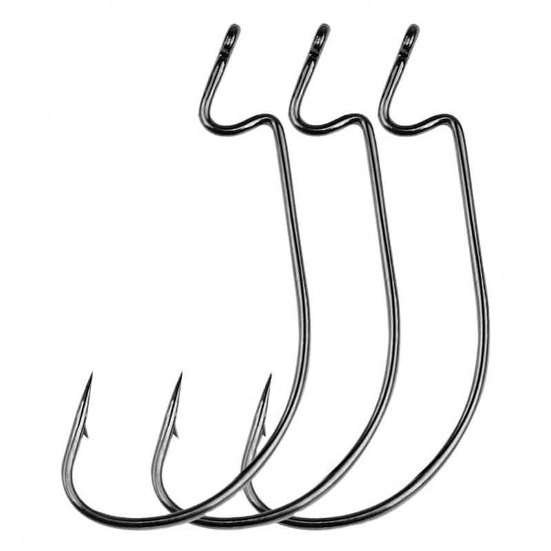 100pcs/bag Wide Gaps Offset Worm Fishing Hooks 38105 1/0-5/0 Jig Fishing Hooks Set Fishhook Bass for Fishing Lure