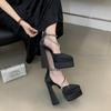 Fashion New 42 Large Size High Heel Pointed Sandals 15CM Hate Sky High Water Platform Runway High Heels Diamond Women's Shoes