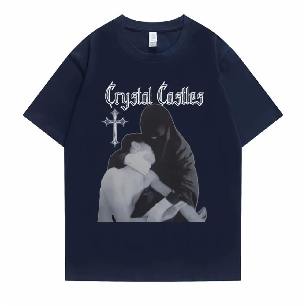 Crystal Castles Graphic Print T Shirts Men Women Gothic Rock Oversized Tshirts Short Sleeve Male Hip Hop Casual Vintage Tshirts