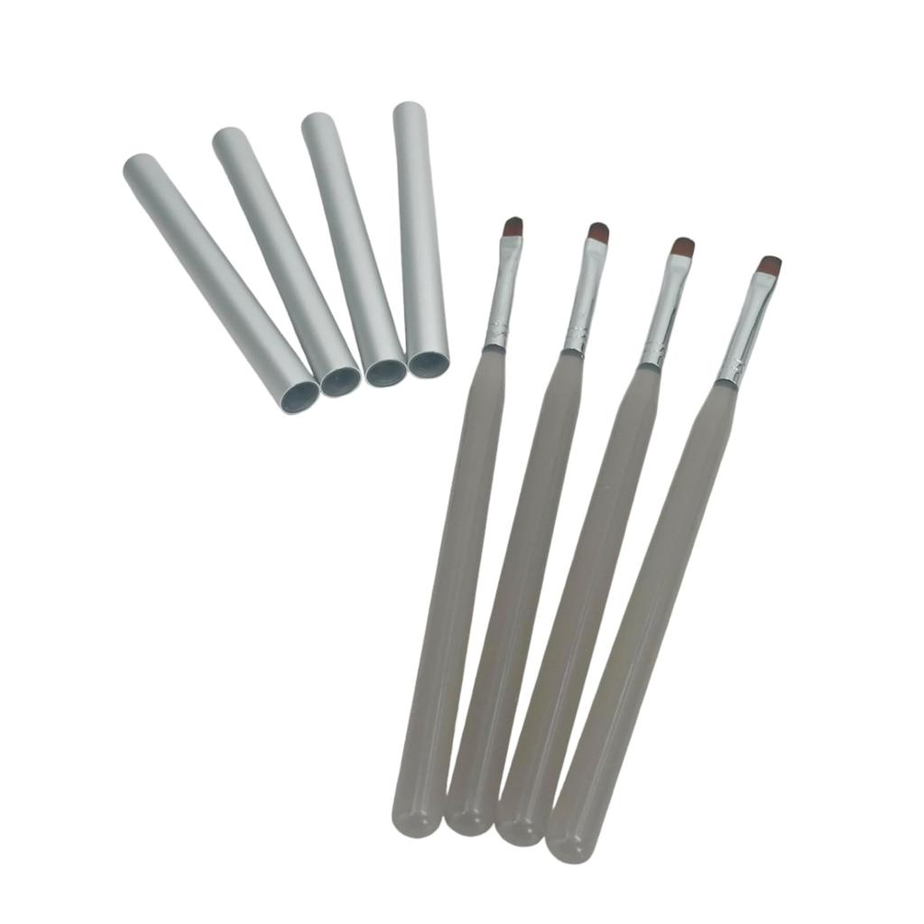 Lunari Gel Nail Brushes with Caps, Set of 4, Nail Brushes, Self-Nail Art, Oval