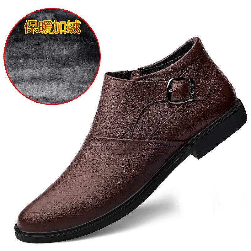 

Осень и зима большой размер повседневные деловые кожаные туфли первый слой коровьей кожи мужские туфли одинарные туфли модный тренд тисненые повседневные туфли 46