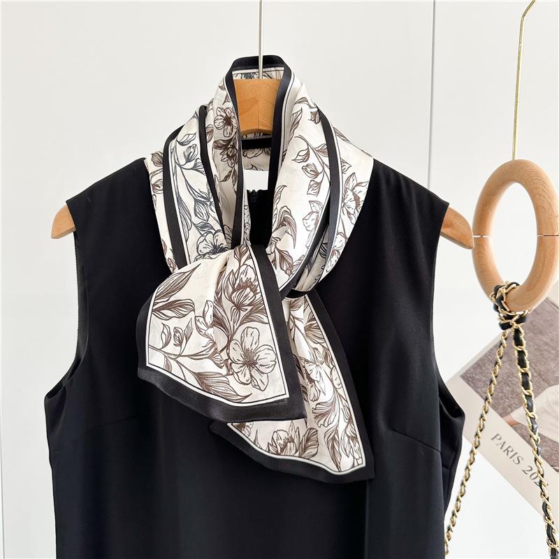 Premium Double-layer Double-sided Simple and Elegant Temperament Flower Mulberry Silk Silk Scarf Spring New Silk Scarf Women's Scarf