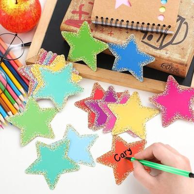 108pcs Cutouts Colorful Star Paper Cutouts DIY Craft Aesthetic Pentagram Decorative Border Round Flower Heart Shaped