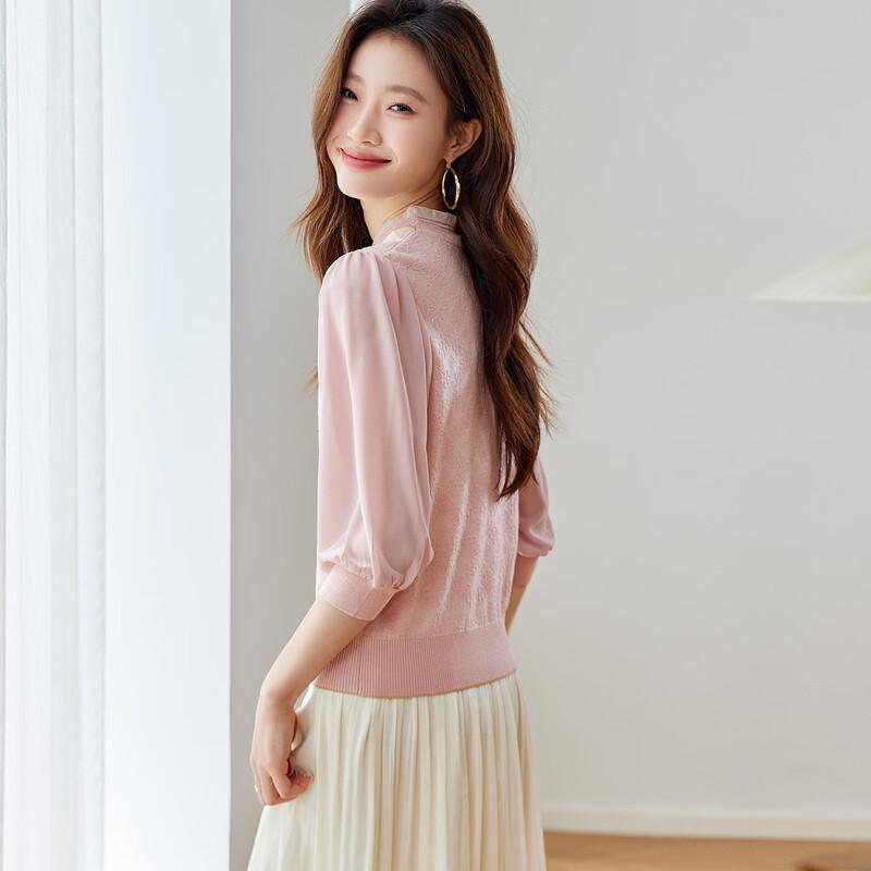 Women's Jacquard Patchwork Wool Blend Knit Top