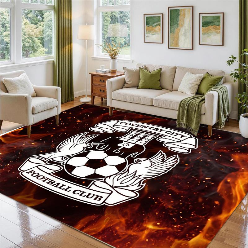 Coventry City Football Design Crystal Velvet Rug Soft Decorative Mat for Bedroom Entrance