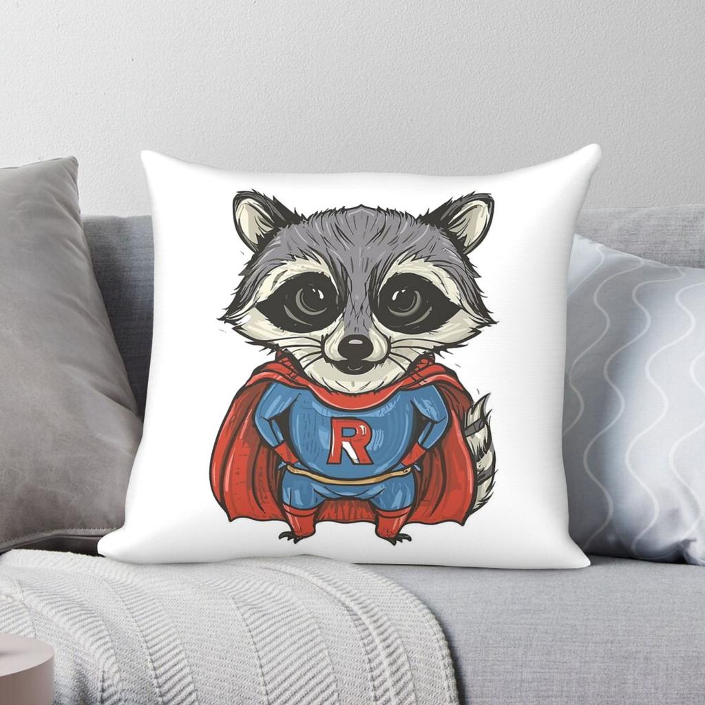 My Friendly Racoon Square Pillowcase Polyester Linen Velvet Printed Zip Decor Throw Pillow Case Home Cushion Cover