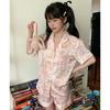 New Pajamas Women's Ice Silk Summer Short-sleeved Three-piece Silk [cake Bear] Loungewear Set Can Be Worn Outside