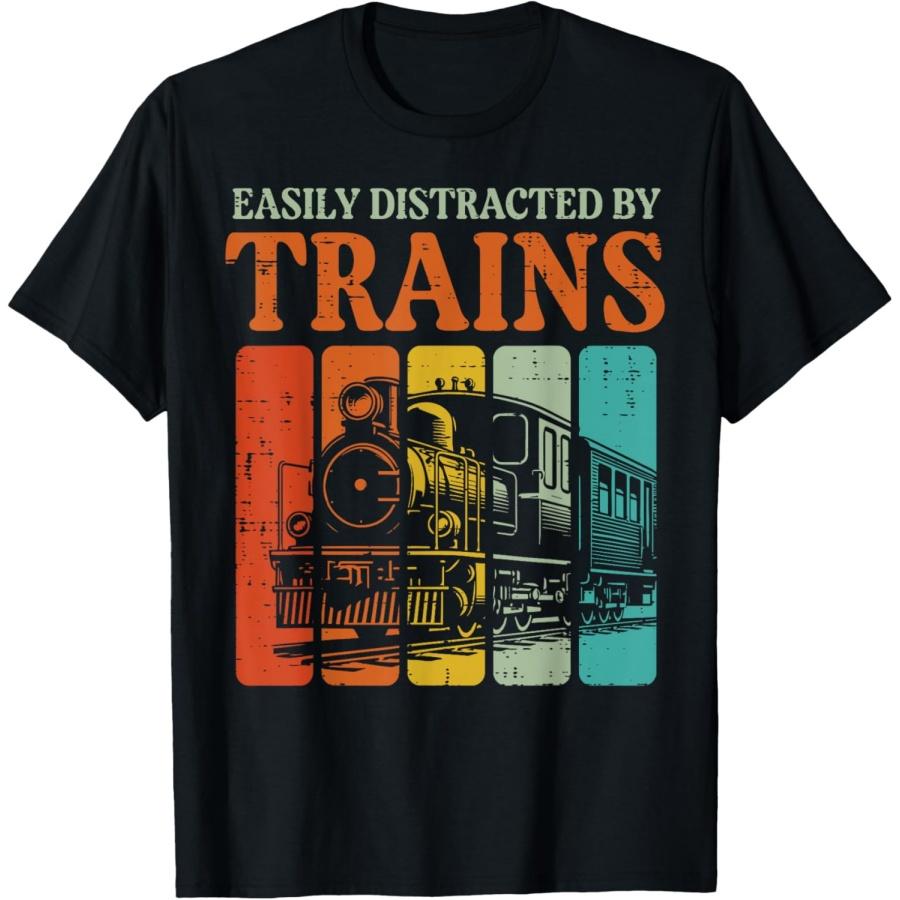Легко отвлекаюсь на поезда Забавная Локомотив Мужская Женская Детская Футболка S