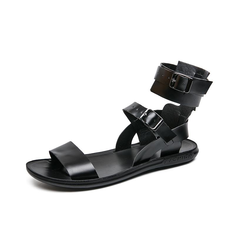 Hot Sale Luxury Men Roman Sandals Designer White Flat Sandals Men Open-toe Summer Shoes Man Comfortable Lace-up Leather Sandals