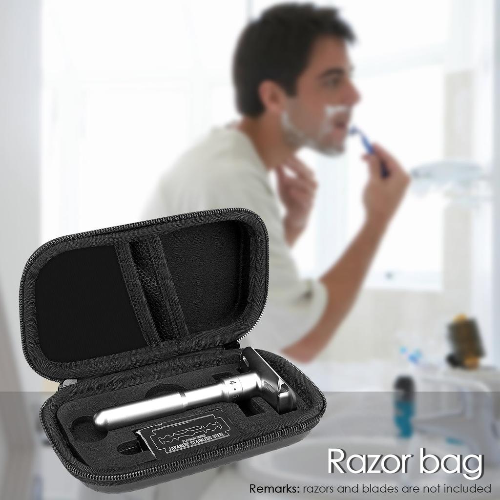 Linkidea Durable Hard Shell Shaving Travel Protective Storage Box for Handle Razor Blades and Fits and Weishi Safety Razors Case, Short/Long
