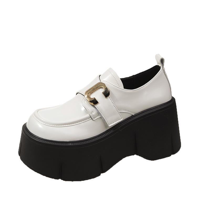 Fashion Women Loafers Mary Jane 7cm High Heel Platform Wedge Autumn Ladies Leather Belt Buckle Classic Sweet Punk Female Lolita Shoes