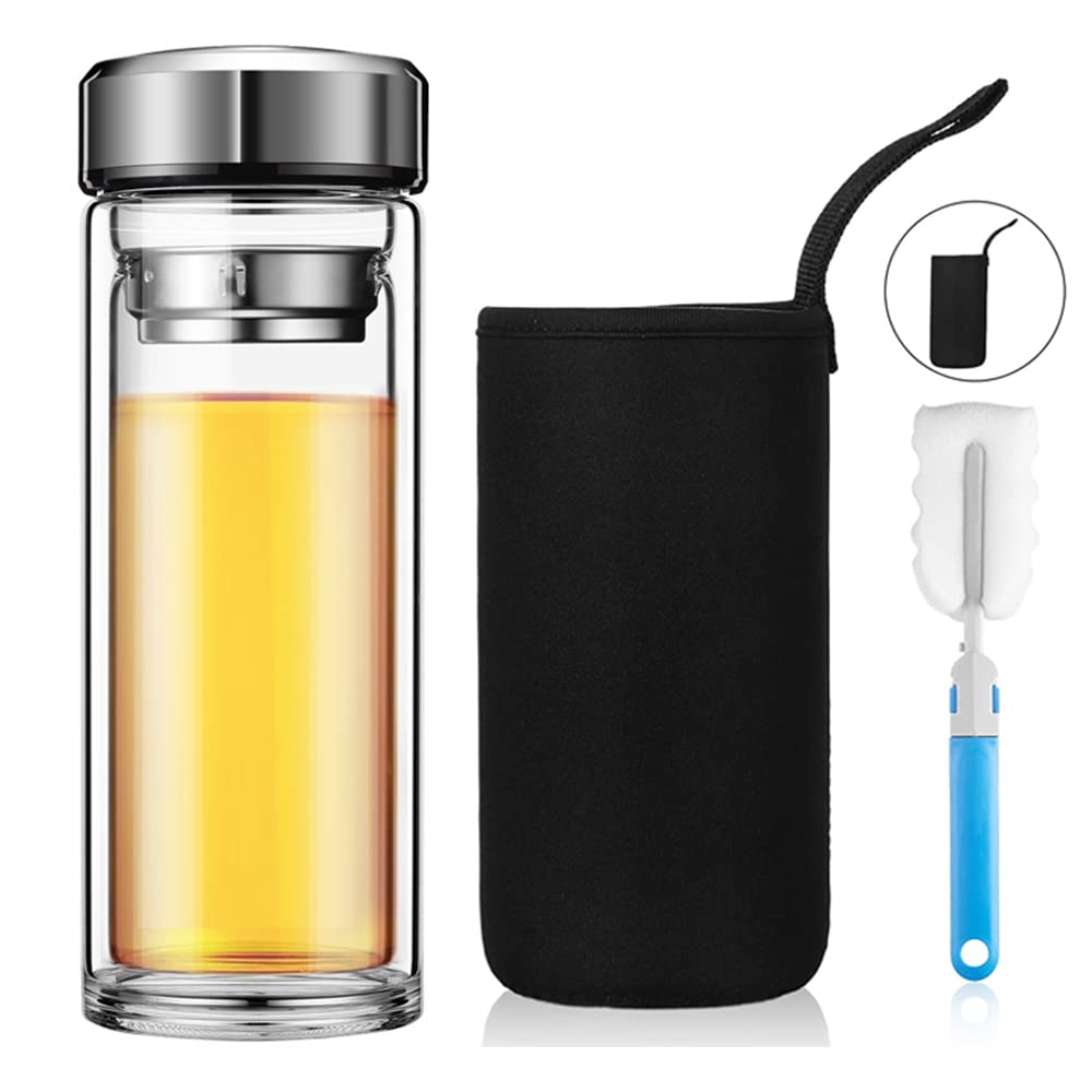

Glass Water Large Tea Direct Tea Strainer Easy to Gift Bottle, Transparent, Capacity, Double-Glazed Glass, Bottle, Drinking, Included, Carry,