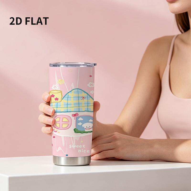 Car Tumbler 591ml Cabin Cute Puppy Element Straw Cup 20oz tumbler stainless steel tumbler straight tumbler insulated travel cup Car Tumbler 591ml