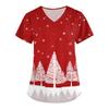 Women's Christmas Print Loose V-Neck Pocket Short-Sleeved Uniform