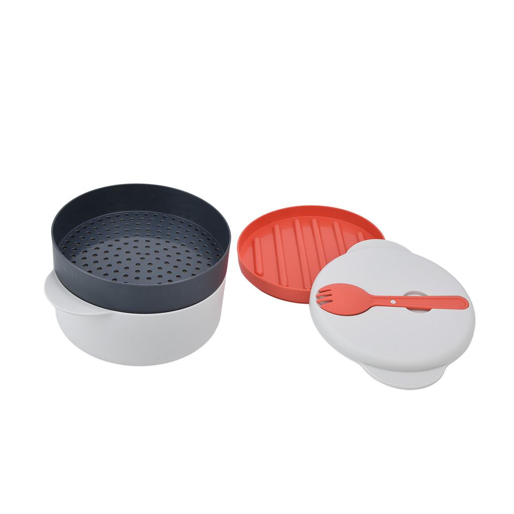 2L Küche Mikrowelle Gemüsekocher Mehrschichtig Stapelbar Verbrennungen Verhindern Mikrowellen-Dampfgaren