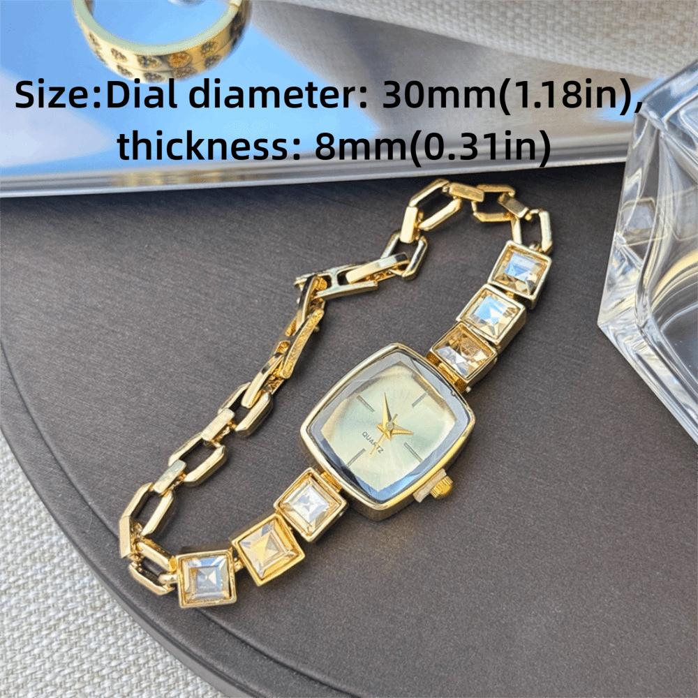 Kleurrijke Diamant Belegde Armband Klein Suiker Vierkant Horloge Mode Armband Horloge Cadeau