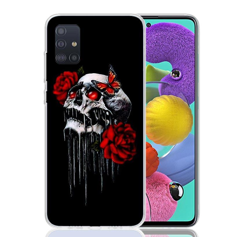 Human Skeleton Red Rose Phone Case for Samsung Galaxy A52 A51 A50S A12 A22 A32 A72 A10S A30S A31 A71 Note 20 Ultra 10 Plus S10 G