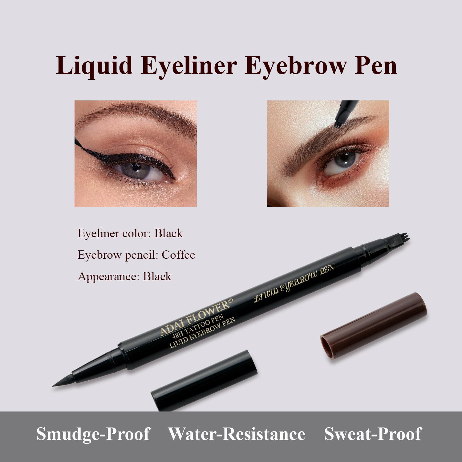 

Водостойкая жидкая двухсторонняя подводка для глаз, карандаш для бровей, стойкая подводка для глаз, черная, кофейного цвета, сделана в Китае чёрный