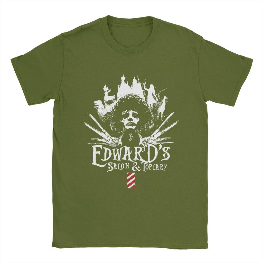 Edward Salon und Topiary Scherenhände Herren T-Shirt Vintage T-Shirt Kurzarm Rundhals T-Shirts Reine Baumwolle Party Tops