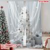 2 Pcs 2D White Christmas Tree Print Curtains – Rod Pocket Design for Living Room Cafe Bedroom Home Decor