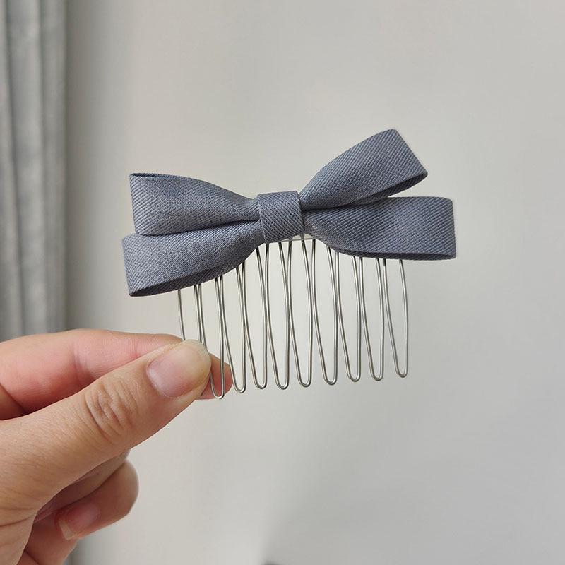 Korean Style Sweet Bow Bangs Clip Hair Comb – Elegant Fabric Hair Accessory for Women