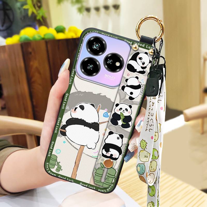Silicone Wristband Phone Case For ZTE Blade V60 Design/Axon 60 Lite Protective Fashion Design Durable Phone Holder Panda