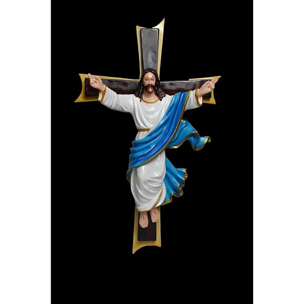 Risen Christ/The Holy Cross Perfect for Home/Prayer Room/Gifting & Decoration ( 6 X 11.5 X 18.5 Inch ) ((Blue))