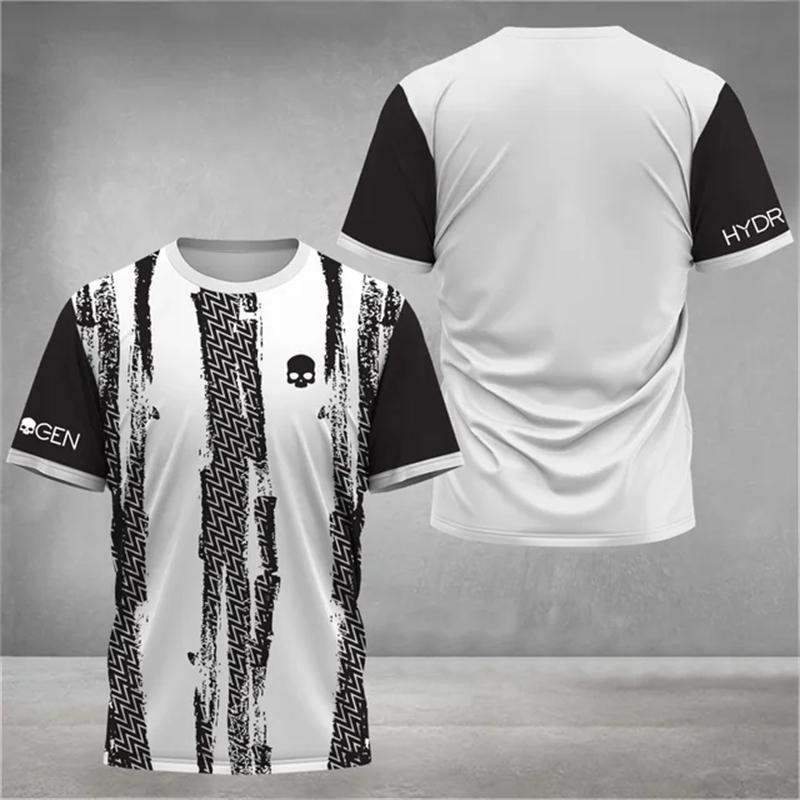 Fashion Color Striped 3D Print T Shirt For Men Outdoor Tennis Badminton Training Clothing Casual O-neck Short Sleeve Loose Tops