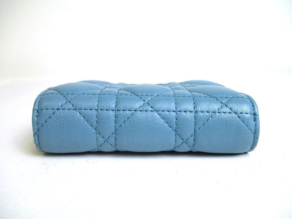 Authentic Dior Turquoise Leather Caro Scrlet Wallet Bifold Wallet #a360  Refurbished