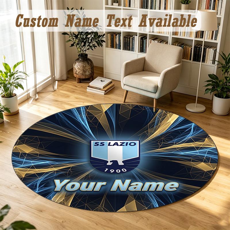Round Rug Custom NameLazio FC Pattern Non Slip Carpet Home Floor Decor