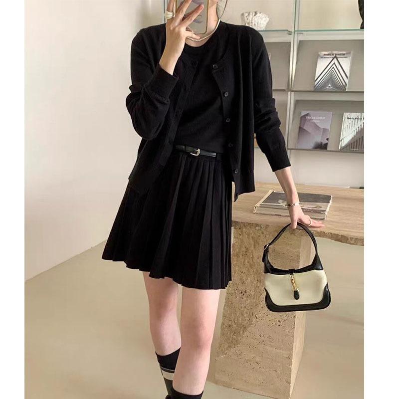 Thirteen rows of sweaters two-piece set autumn and winter new casual waist sleeveless vest skirt knitted cardigan women's suit